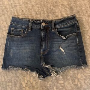 High-Waisted Distressed Denim Cutoff Shorts